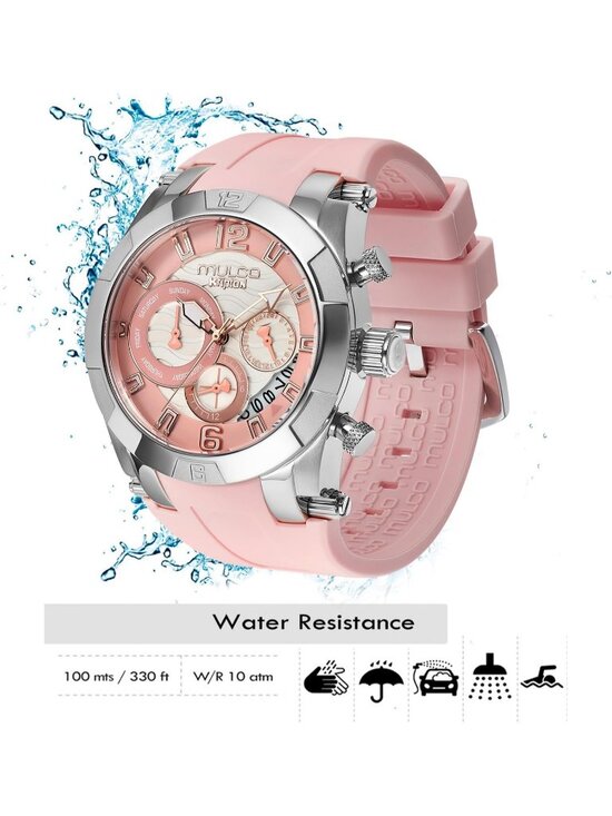 Women\'s Pink Rose Gold Large Face Waterproof Stainless Steel Quartz Watches